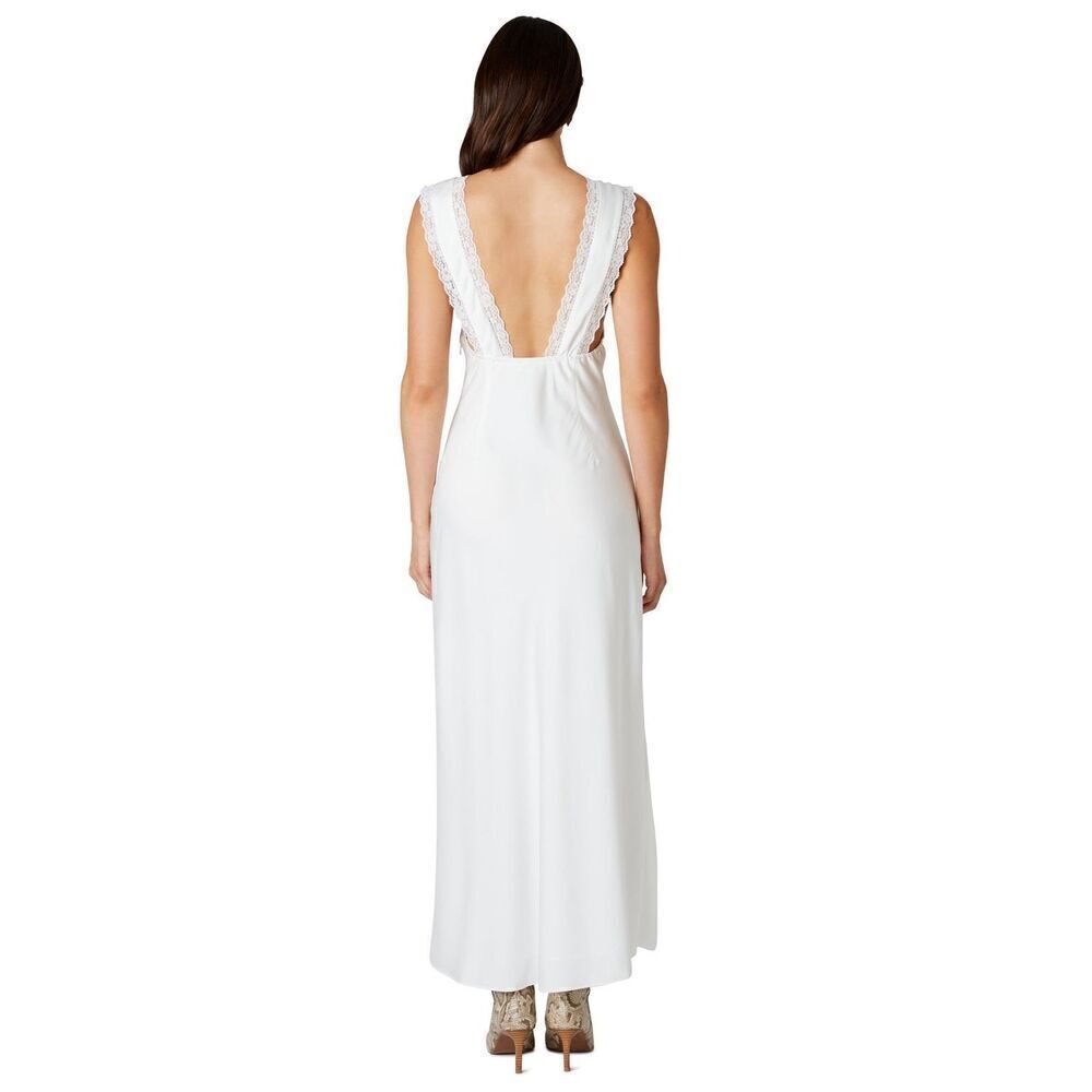 NIA AURELIE Maxi Satin Dress featuring lace detailing WHITE size S - Picture 3 of 7